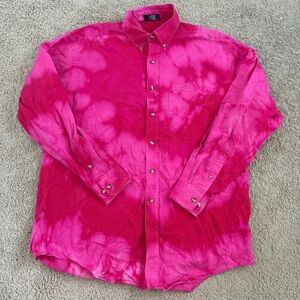 Magenta Tie Dye Button Down Shirt Size 16.5/36